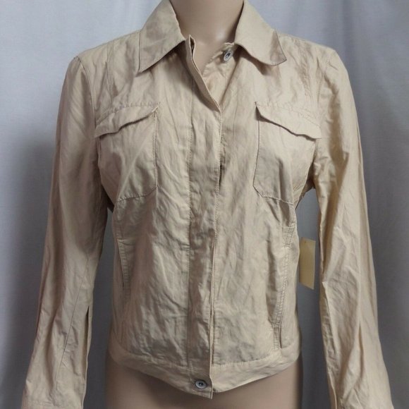 "COLDWATER CREEK" KHAKI CRINKLE CAREER CASUAL JACKET BLAZER SIZE: 10 NWT - Picture 3 of 4
